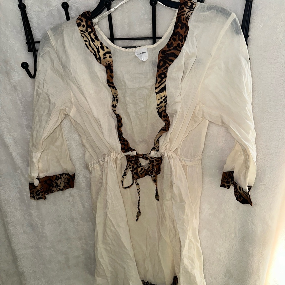 Merona Cream Swim Coverup with Leopard Trim - Picture 3 of 11